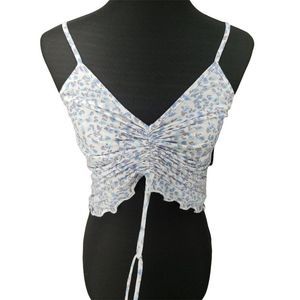 Liberty Love Juniors Women's Strappy Sheer Floral Tank Top‎ Size Large